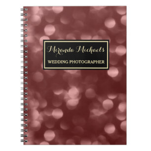 Caderno Espiral Elegante Casamento Fotógrafo Glamorous Brown Boke
