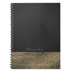 Caderno Espiral Elegante Chic Sequins de Glam Modernos Dourados