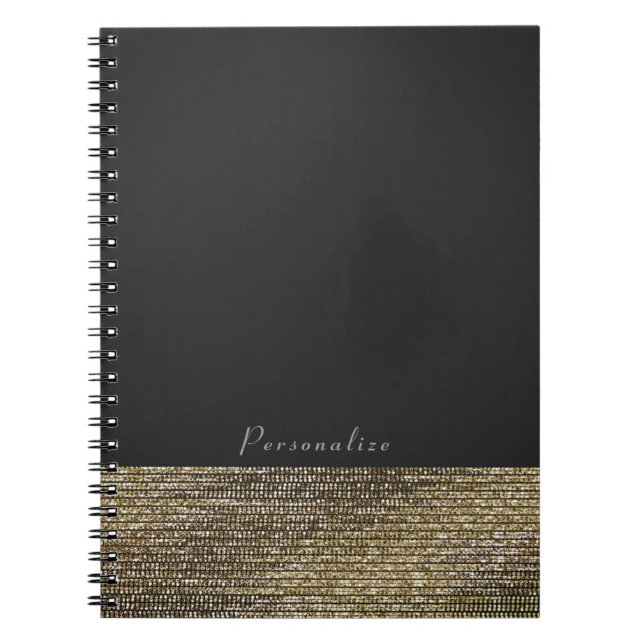 Caderno Espiral Elegante Chic Sequins de Glam Modernos Dourados (Frente)