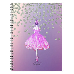 Caderno Espiral Elegante Chique Brilhante Diamantes Bailarina