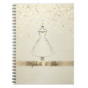 Caderno Espiral Elegante,Confetti,Lace,Planner de Casamento de Ves