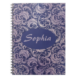 Caderno Espiral Elegante Cor damasco roxa