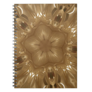 Caderno Espiral Elegante Design Castanho Caleidoscópio Estrela Dou
