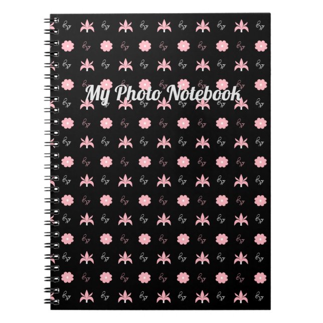 Caderno Espiral Elegante Design preto e rosa (Frente)