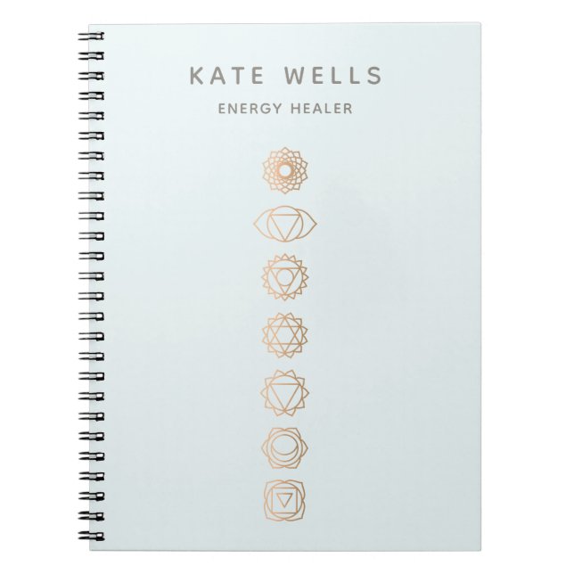 Caderno Espiral Elegante Dourado Chakras Spiritual Energy Healer (Frente)