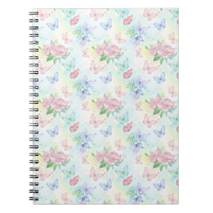 Caderno Espiral Elegante Estampa Sem Costura de Borboleta