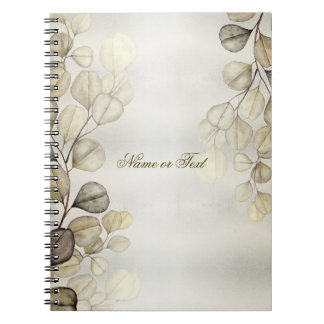 Caderno Espiral Elegante Eucalyptus Foliage Shiny Ouro de Aquarela
