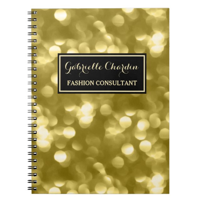 Caderno Espiral Elegante Fashion Consultante Glamorous Dourada Bok (Frente)