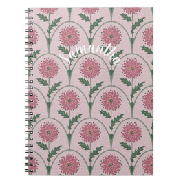 Caderno Espiral Elegante flor de vieira & nome personalizado em ro