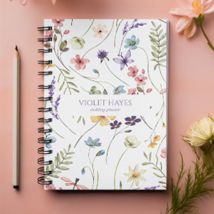 Caderno Espiral Elegante Flor Silvestre Floral Personalizado