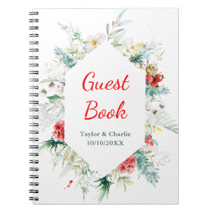 Caderno Espiral Elegante Floral Greenery Casamento no inverno Gues
