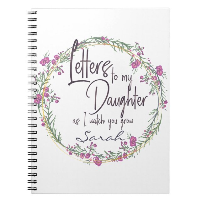 Caderno Espiral Elegante Floral Purple Letters chic design (Frente)