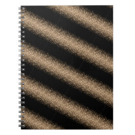 Caderno Espiral Elegante Glitter Ombre Preto e Dourado