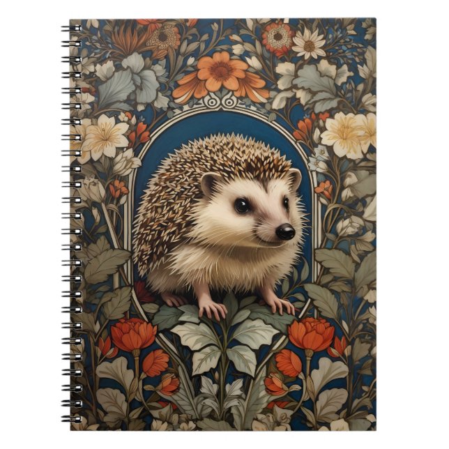 Caderno Espiral Elegante Hedgehog William Morris Inspirou (Frente)