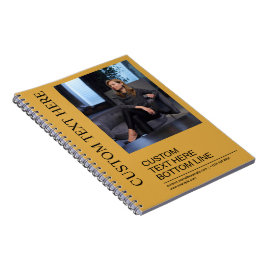 Caderno Espiral Elegante Imagem de Texto Amarelo Mostarda Personal