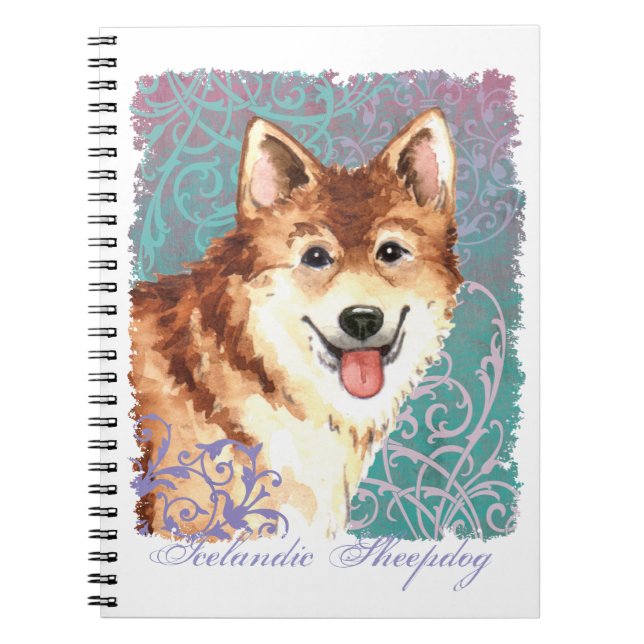 Caderno Espiral Elegante islandês Sheepdog (Frente)