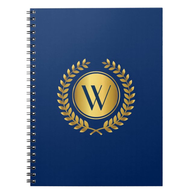 Caderno Espiral Elegante Laurel Wreath com Monograma Inicial (Frente)