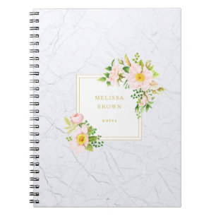 Caderno Espiral Elegante Marble Chic Trendy Pastel
