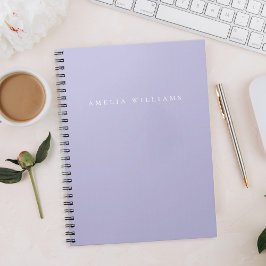 Caderno Espiral Elegante Minimalista Monograma Roxo Lavanda
