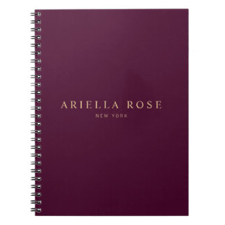 Caderno Espiral Elegante Moderno da Borgonha Profissional