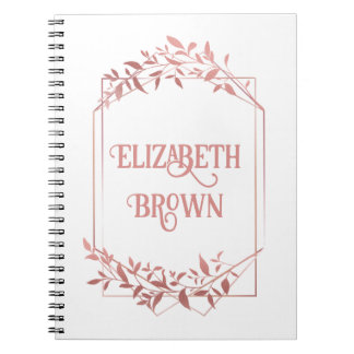Caderno Espiral Elegante moldura em ouro rosa deixa a luz transpar