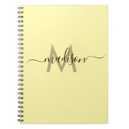 Caderno Espiral Elegante Monograma Amarelo Escritório Escola Scrip
