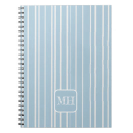 Caderno Espiral Elegante monograma listrada azul bebé