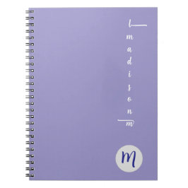 Caderno Espiral Elegante Monograma Roxo Escritório Escolar