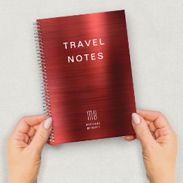 Caderno Espiral Elegante Monograma Vermelho Viagem