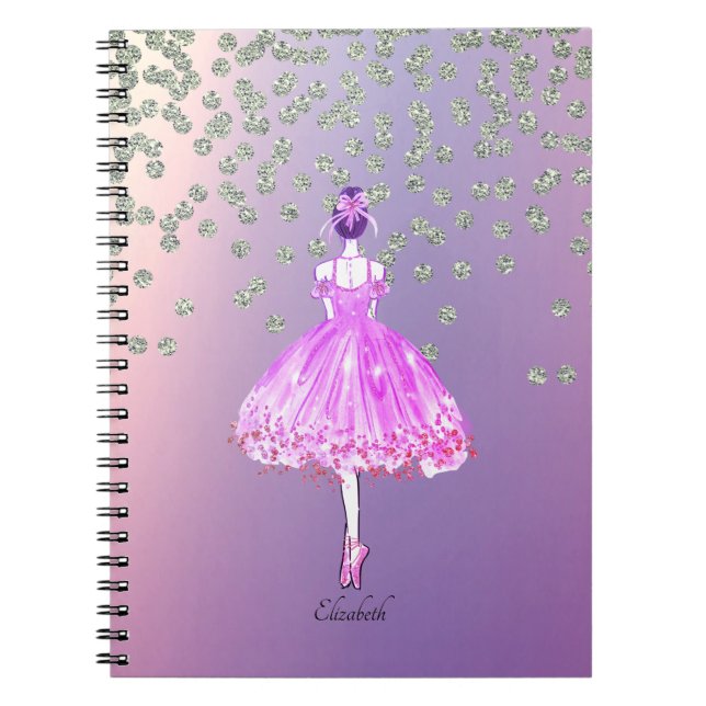 Caderno Espiral Elegante Na moda brilhante Diamantes Ballerina (Frente)