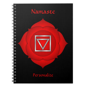 Caderno Espiral Elegante Namaste Red Root Chakra Personalize
