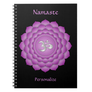 Caderno Espiral Elegante Namaste Violet Crown Chakra Personalize