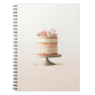 Caderno Espiral Elegante Noiva Pêssego Floral Bolo Livro de Presen