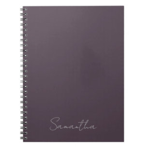 Caderno Espiral Elegante Nome Personalizado Roxo Taupe