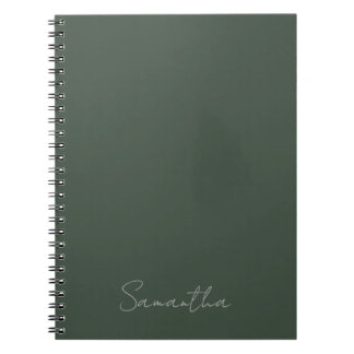 Caderno Espiral Elegante Nome Personalizado Verde Escuro