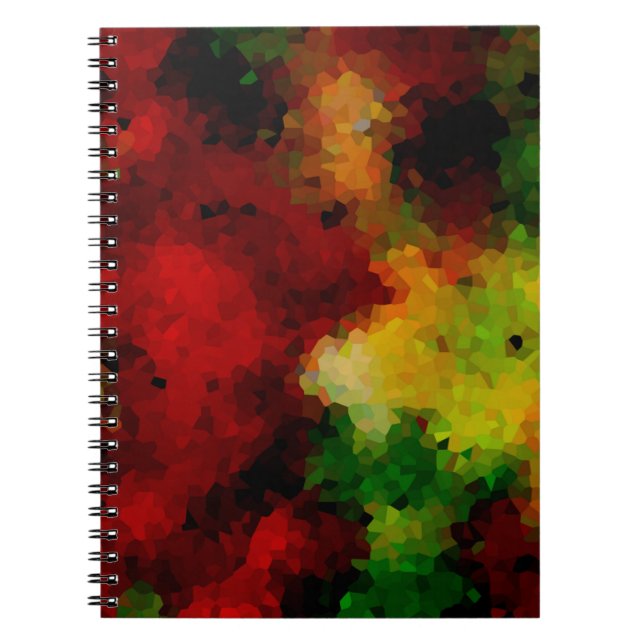 Caderno Espiral Elegante, padrão de mosaico, multicolorido, abstra (Frente)