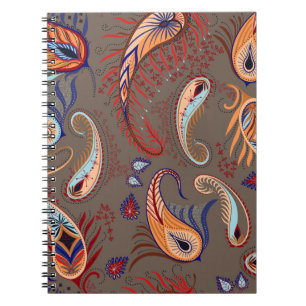 Caderno Espiral Elegante Paisley Impressão: Padrão Vintage