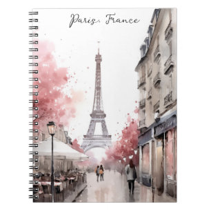 Caderno Espiral Elegante Paris França Torre Eiffel Pintura