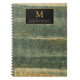 Caderno Espiral Elegante Pincel Verde com dourado e preto