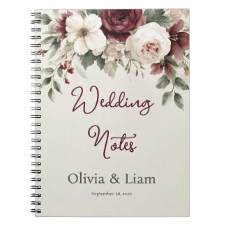 Caderno Espiral Elegante Planejador de Casamento Personalizado com