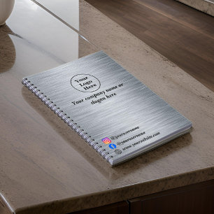 Caderno Espiral Elegante prata metálica
