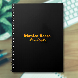 Caderno Espiral Elegante profissional moderno Neon Orange Black