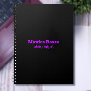 Caderno Espiral Elegante profissional moderno, preto neon roxo