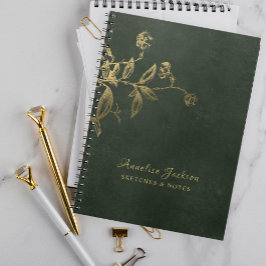 Caderno Espiral Elegante profissional verde escuro e dourado
