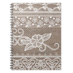 Caderno Espiral Elegante Renda Floral Vintage