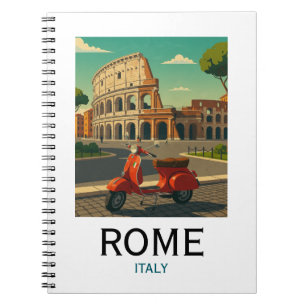 Caderno Espiral Elegante Roma Itália Coliseu Viagem Vintage