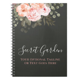 Caderno Espiral Elegante Rosa Bege Floral Rosas Diário Moderno