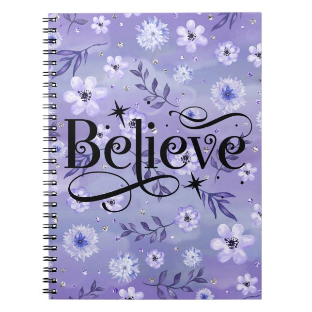 Caderno Espiral Elegante Roxo Acredita (Frente)