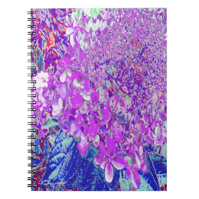 Caderno Espiral Elegante Roxo e Blue Limelight Hydrangea (Frente)