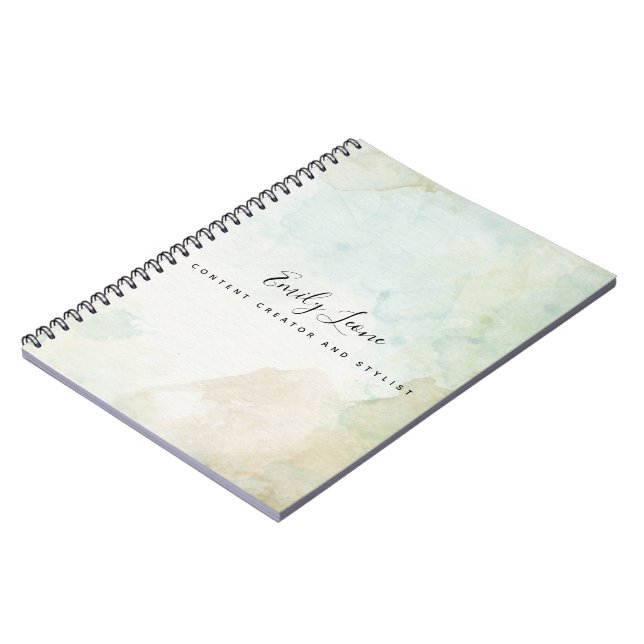 Caderno Espiral Elegante Sage Green Watercolor (Left Side)
